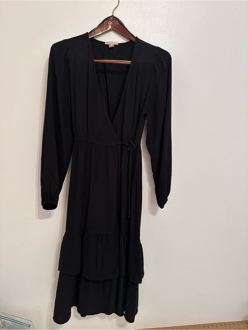 Knox Rose Black Long Sleeve Wrap Midi Dress